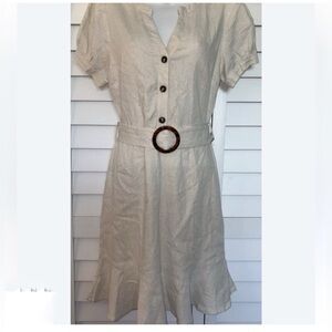 Monteau Elegant Cream Button-Down Belted Mini Dress - NWT - Size XS